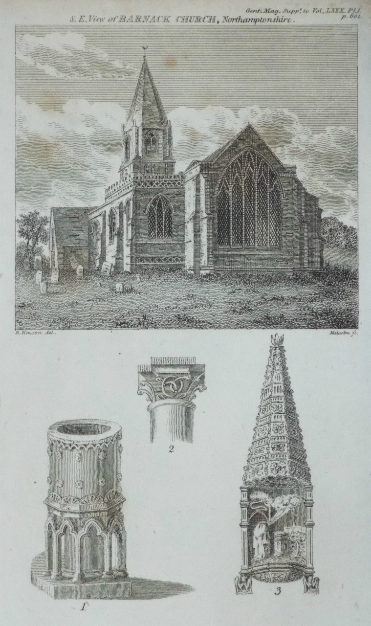 Print - S.E. View of Barnack Church, Northamptonshire. - 