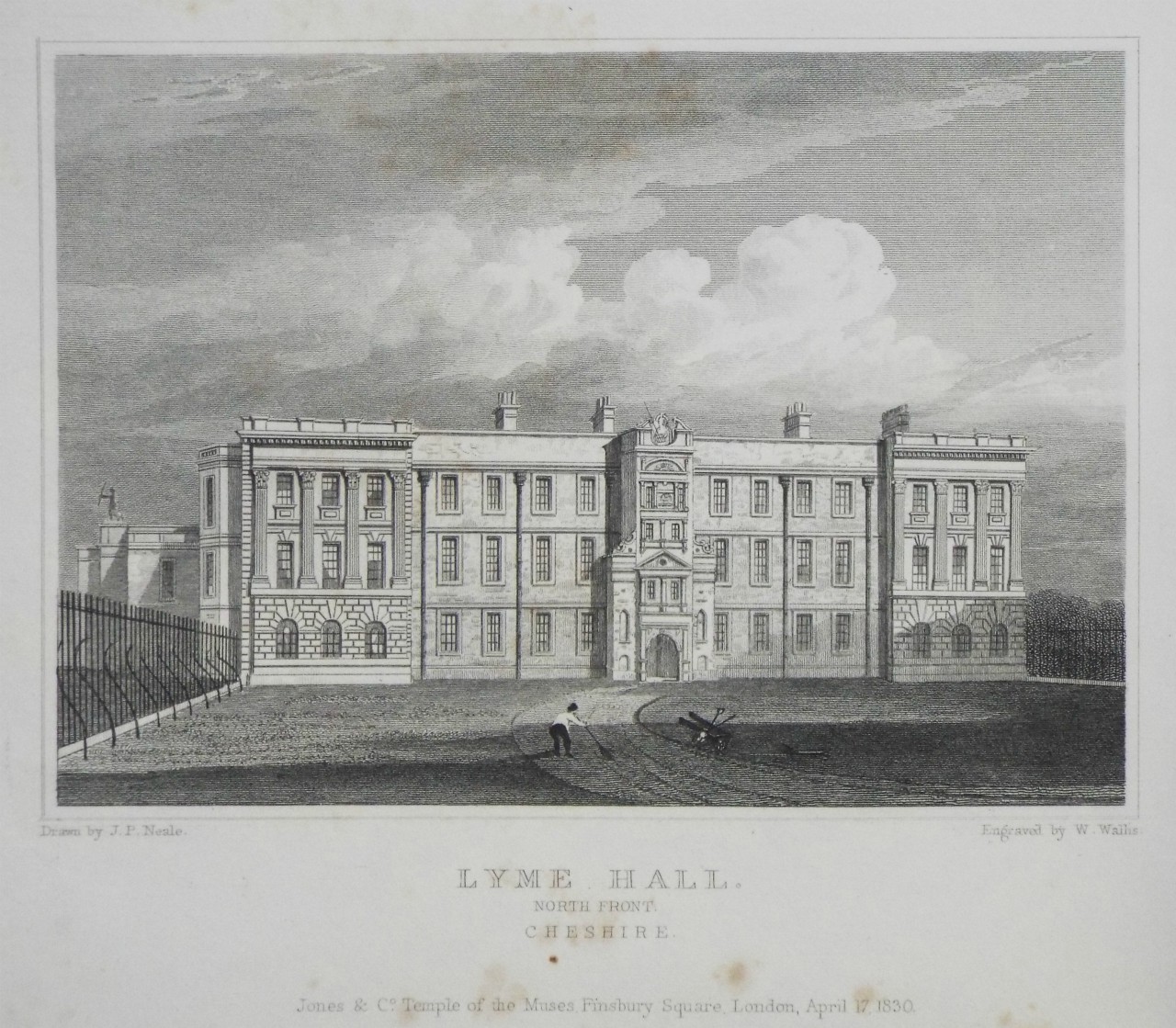 Print - Lyme Hall, North Front. Cheshire. - Wallis