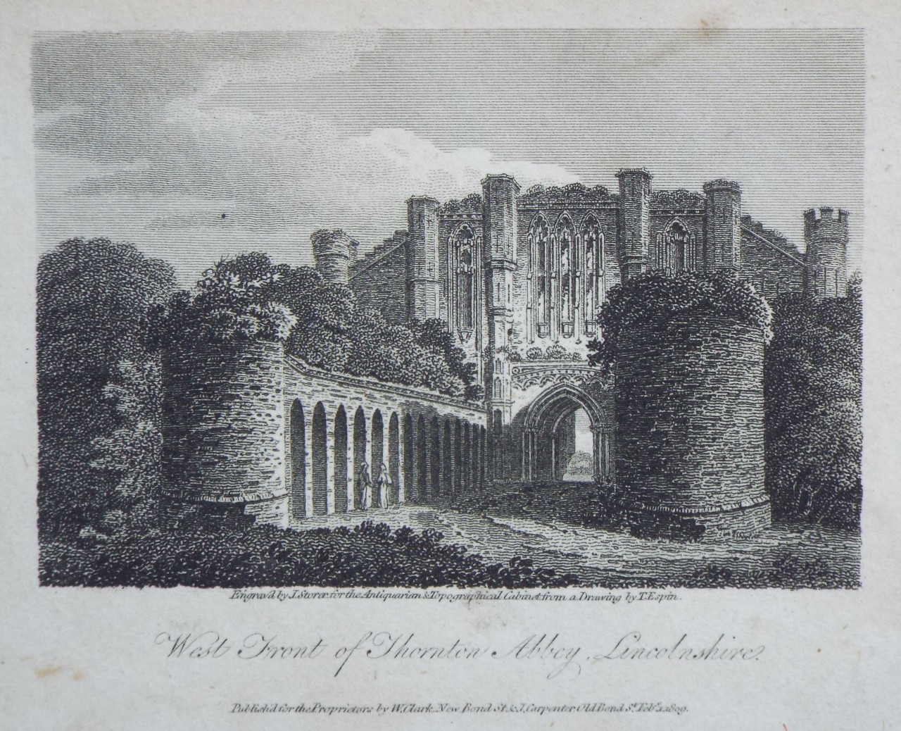 Print - West Front of Thornton Abbey, Lincolnshire. - Storer