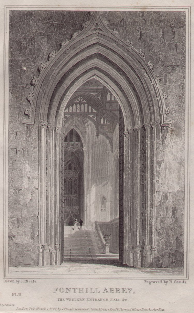 Print - Fonthill Abbey The Western Entrance Hall etc - Sands