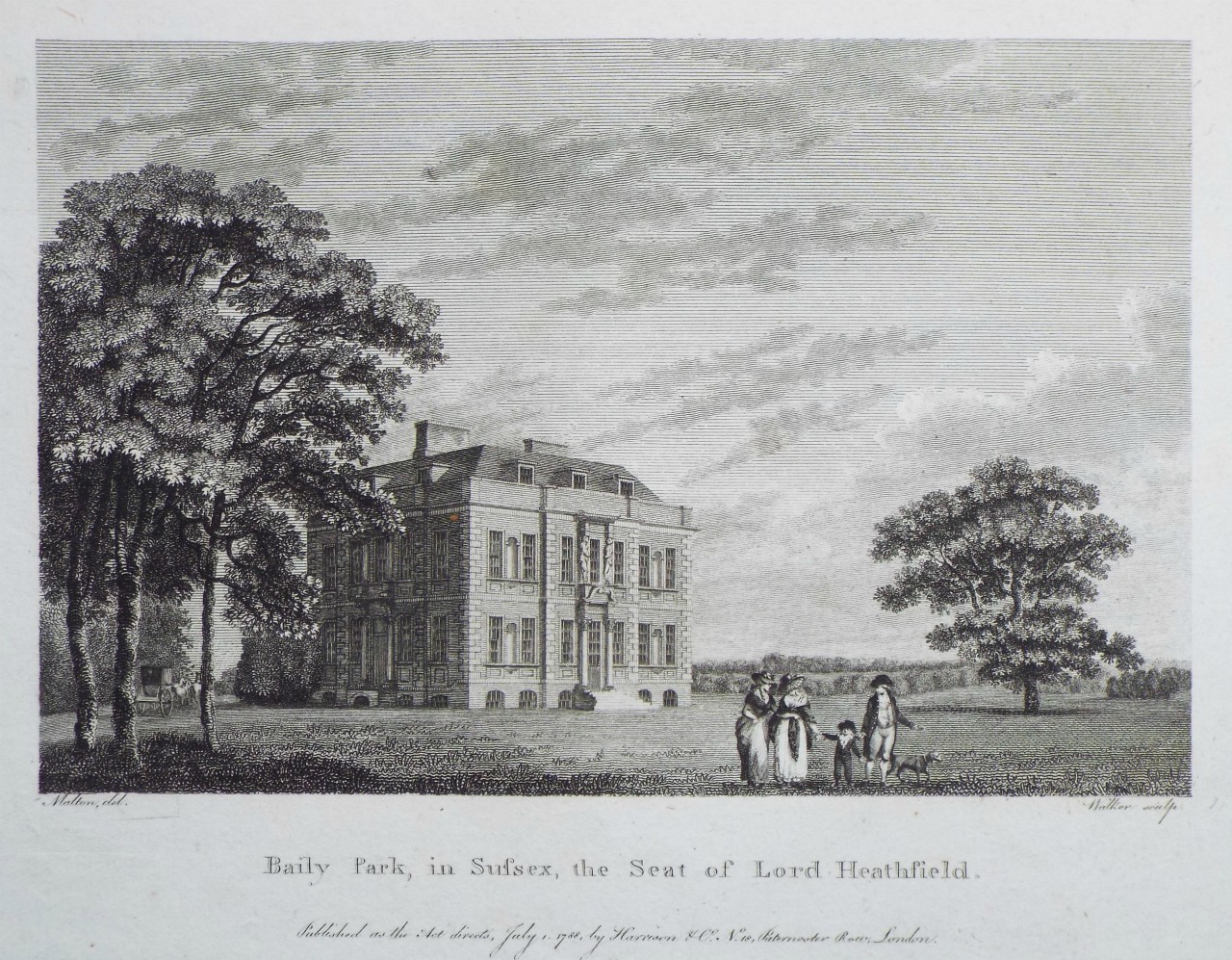 Print - Baily Park, in Sussex, the Seat of Lord Heathfield. - 