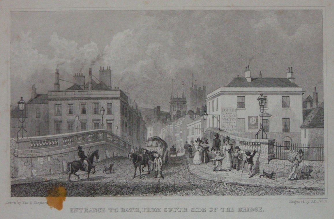 Print - Entrance to Bath, from South Side of the Bridge - Allen