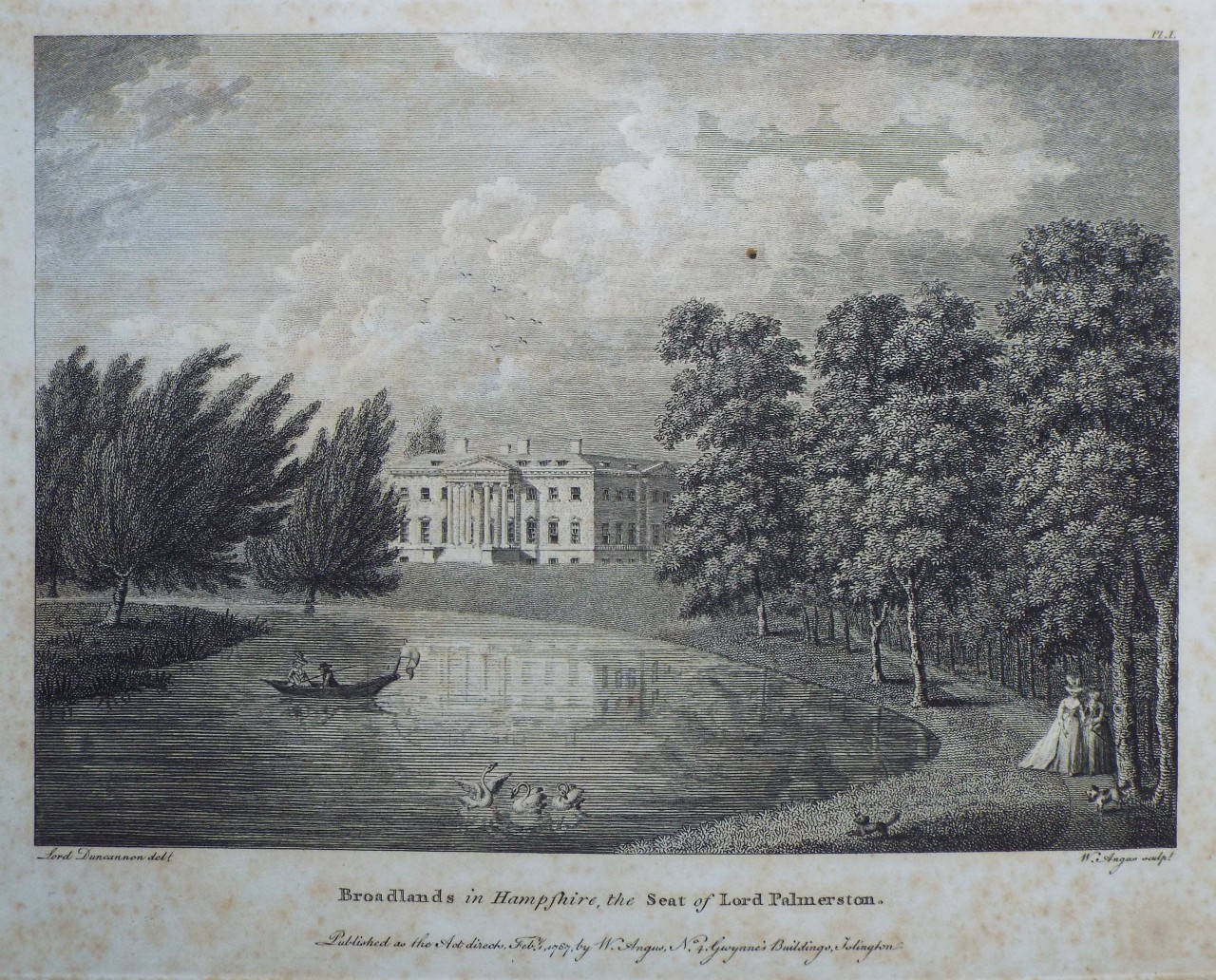 Print - Broadlands in Hampshire, the Seat of Lord Palmerston. - Angus