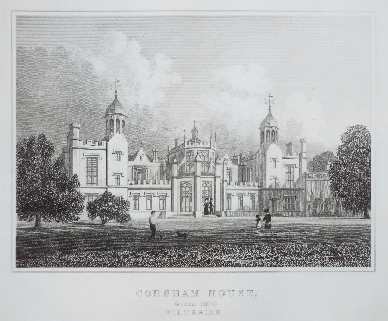 Print - Corsham House, (North View,) Wiltshire. - Cruse