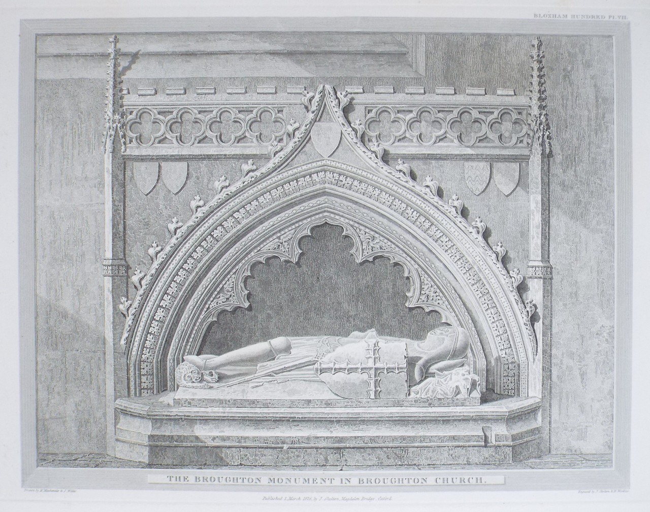 Print - The Broughton Monument, in Broughton Church. - Skelton