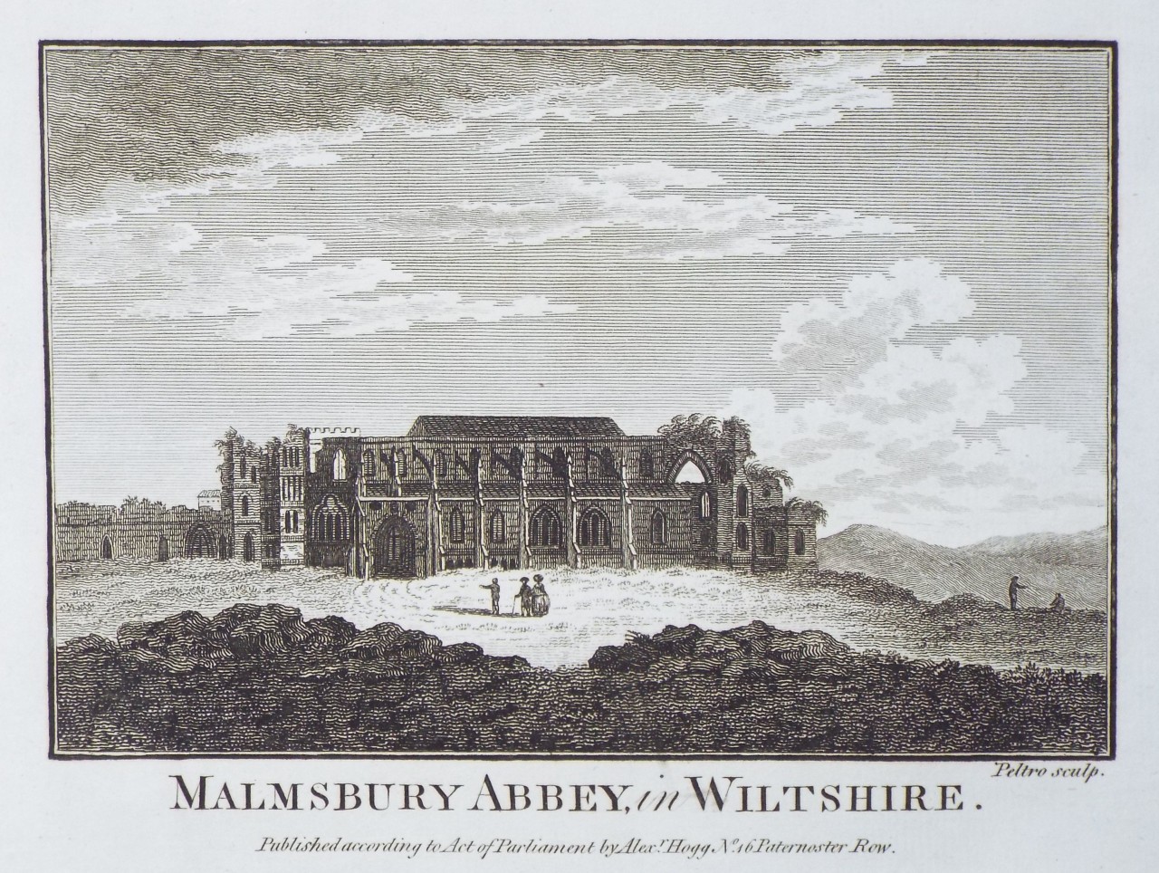 Print - Malmesbury Abbey, in Wiltshire. - 