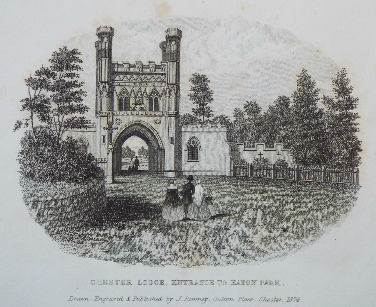 Print - Chester Lodge, Entrance to Eaton Park. - Romney
