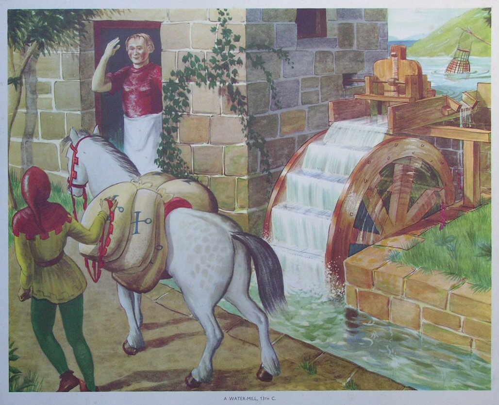 Lithograph - 13 A Water-Mill, 13th C.