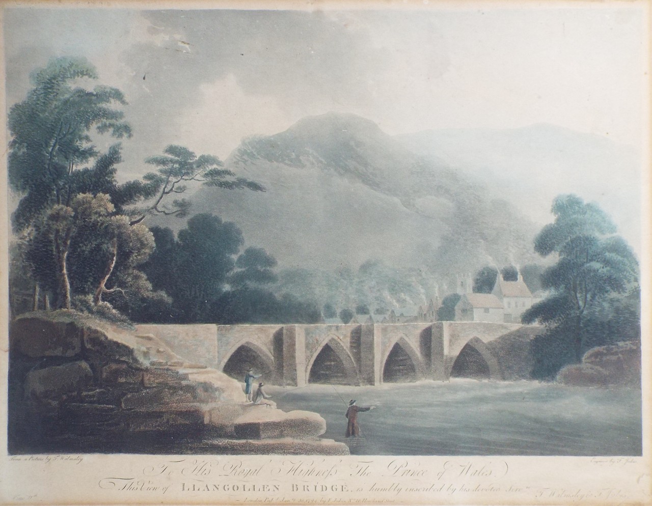 Aquatint - Llangollen Bridge - Jukes