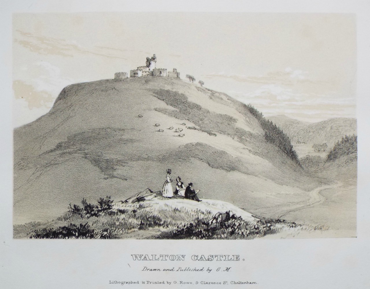 Lithograph - Walton Castle. - Rowe