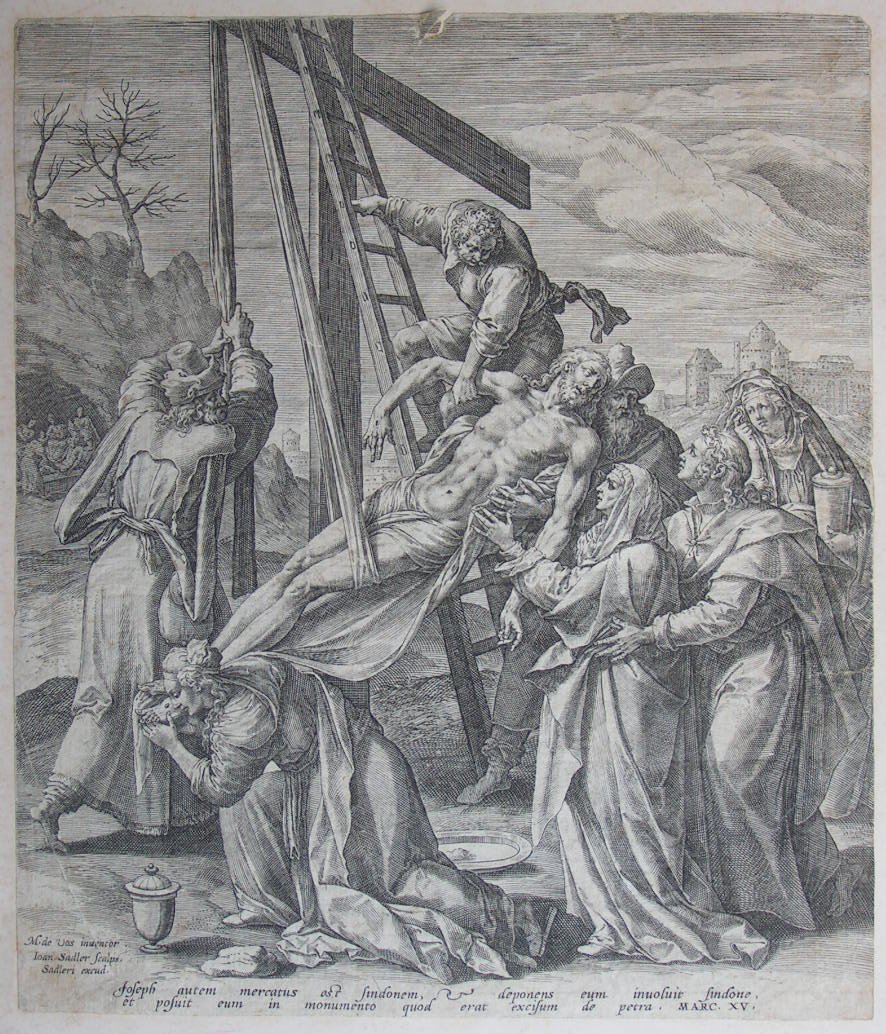 Etching - (Descent from the Cross) - Sadeler