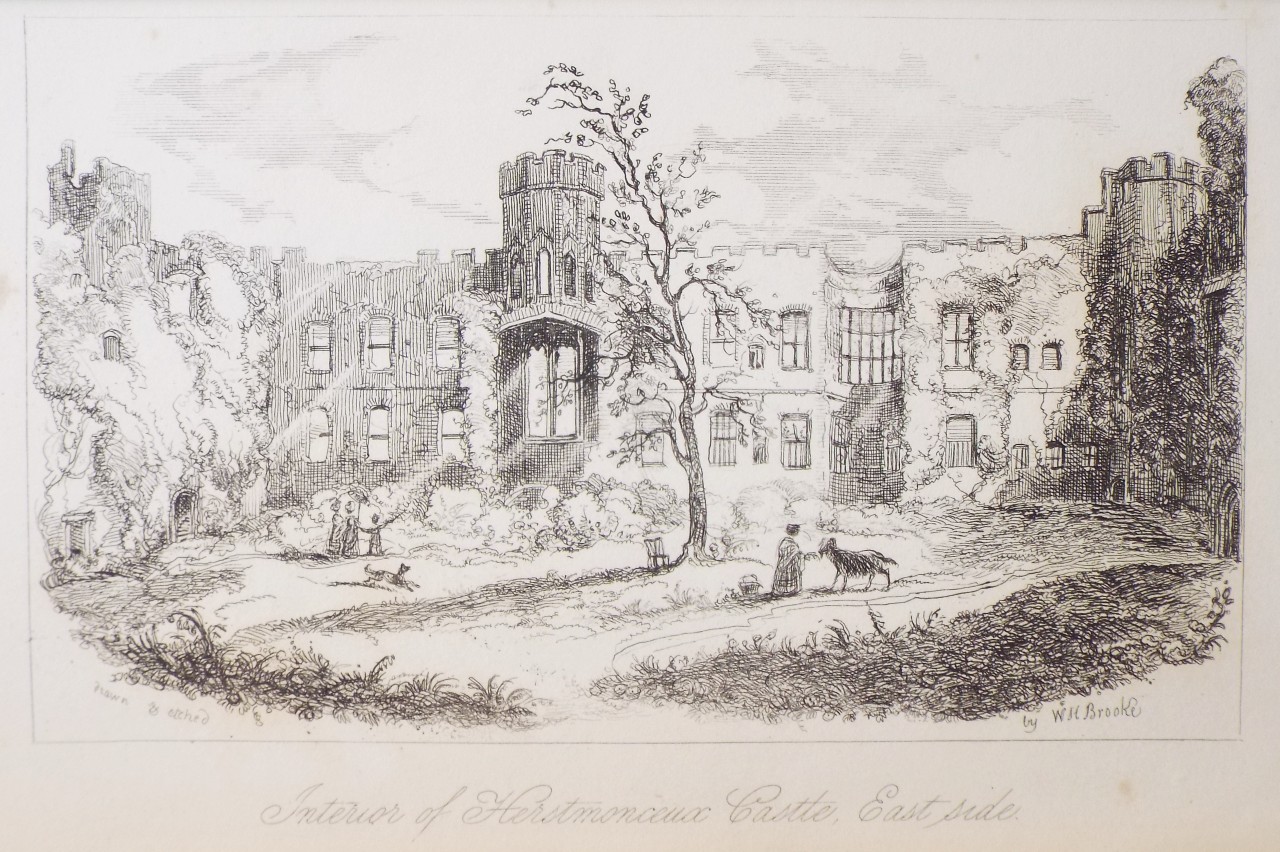 Etching - Interior of Herstmonceux Castle, East Side. - Brooke