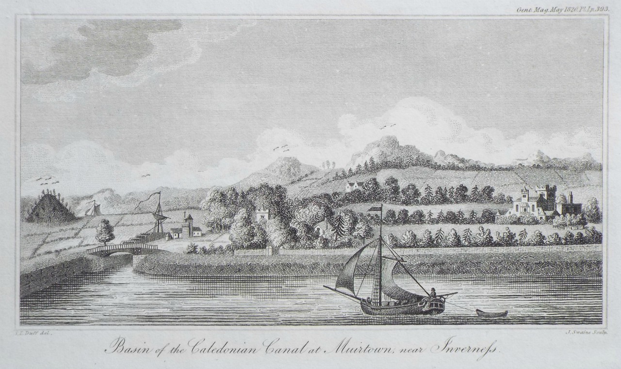Print - Basin of the Caledonian Canal at Muirtown, near Inverness. - Swaine