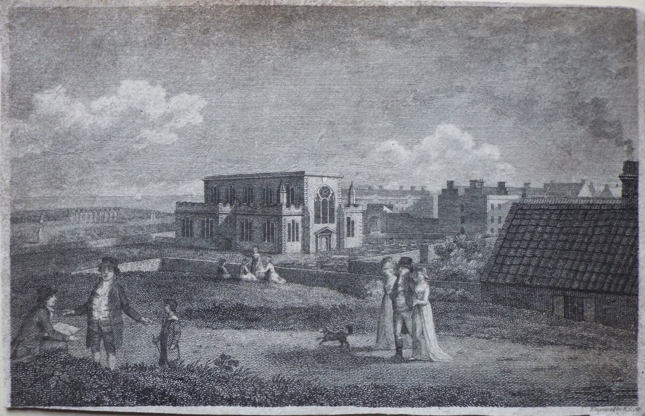 Print - View of Berwick Church. - Scott