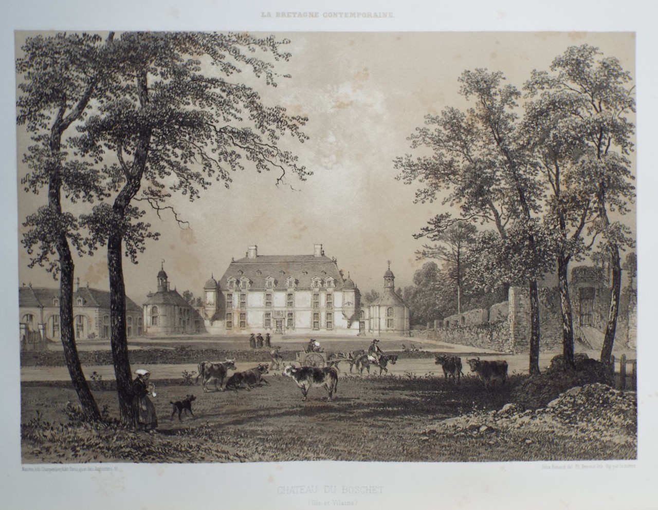 Lithograph - Chateau du Boschet. (Ille-et-Vilaine) - Benoist