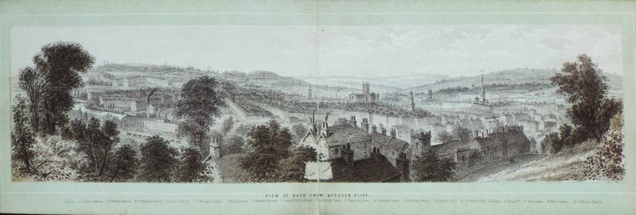 Chromo-lithograph - View of Bath from Beechen Cliff. - T