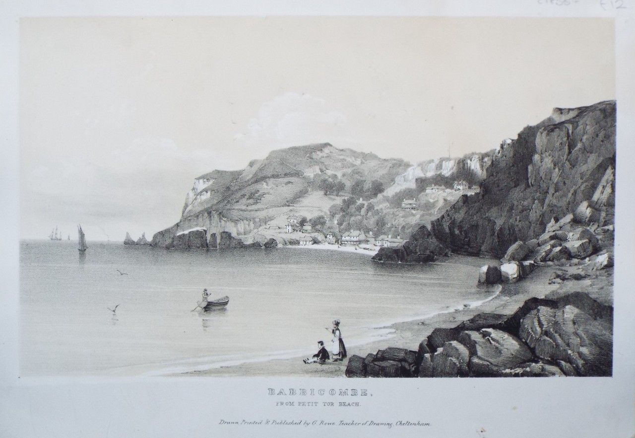Lithograph - Babbicombe from Petit Tor Beach. - Rowe