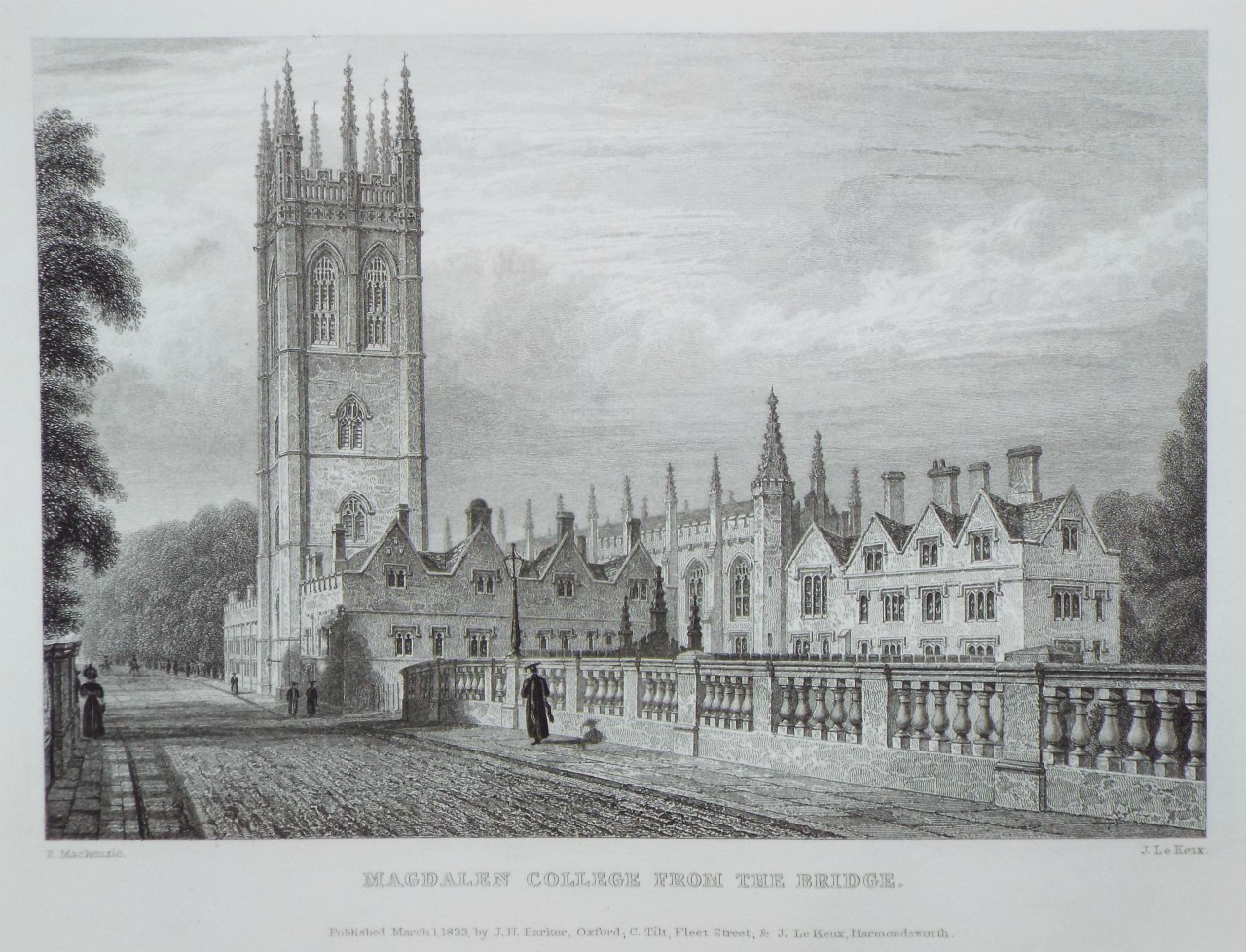 Print - Magdalen College from the Bridge. - Le