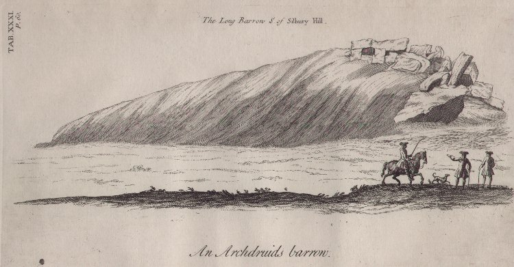 Print - The Long Barrow S of Silbury Hill. An Archdruids Barrow