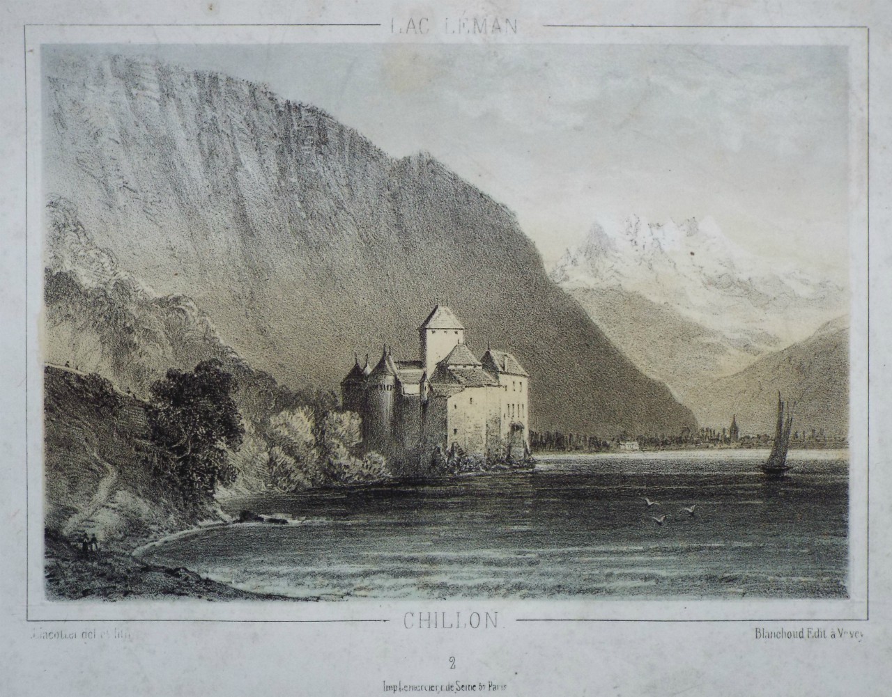 Lithograph - Lac Leman Chillon - 