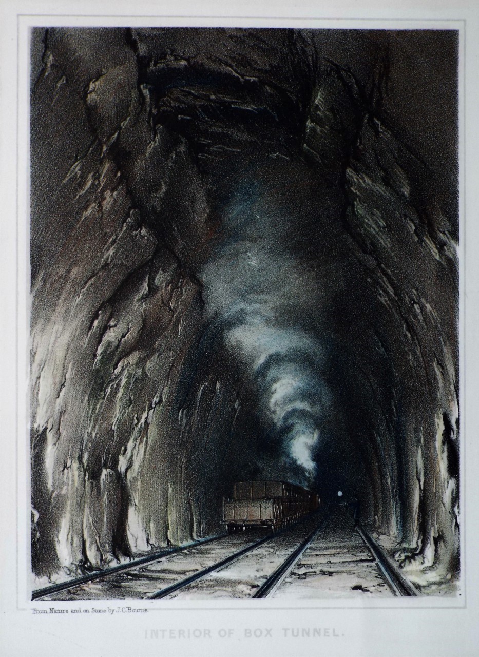 Lithograph - Interior of the Box Tunnel - Bourne