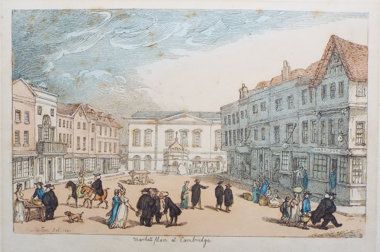 Etching - Market Place at Cambridge - Rowlandson