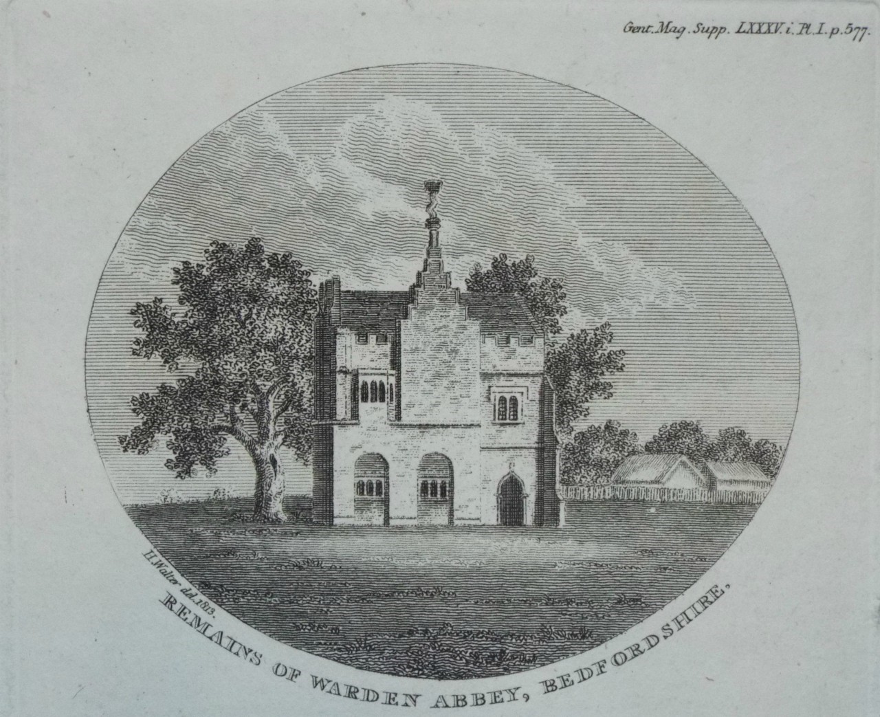Print - Remains of Warden Abbey, Bedfordshire.