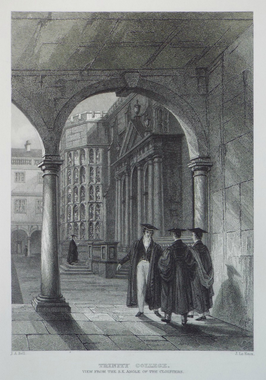 Print - Trinity College. View from the S.E. Angle of the Cloisters. - Le