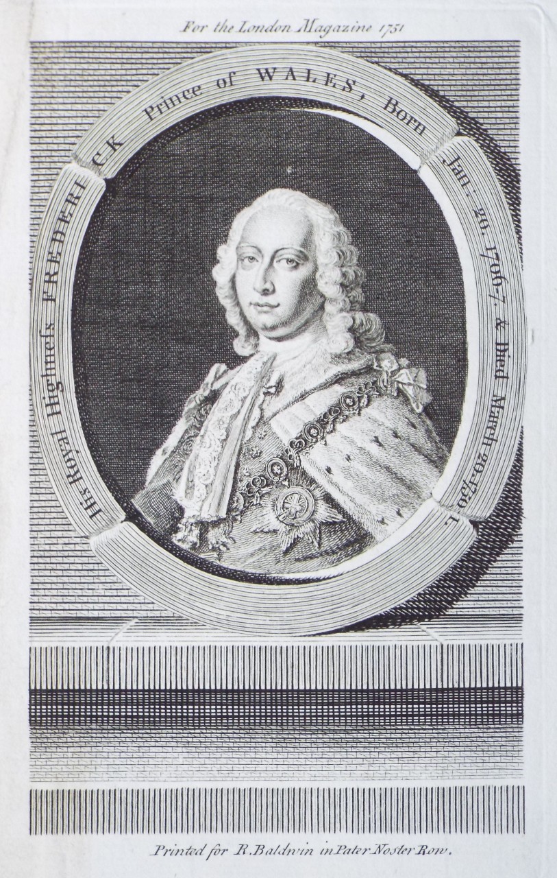 Print - His Royal Highness Frederick Prince of Wales, Born Jan. 20. 1706-7. & Died March 20. 1730-1.
