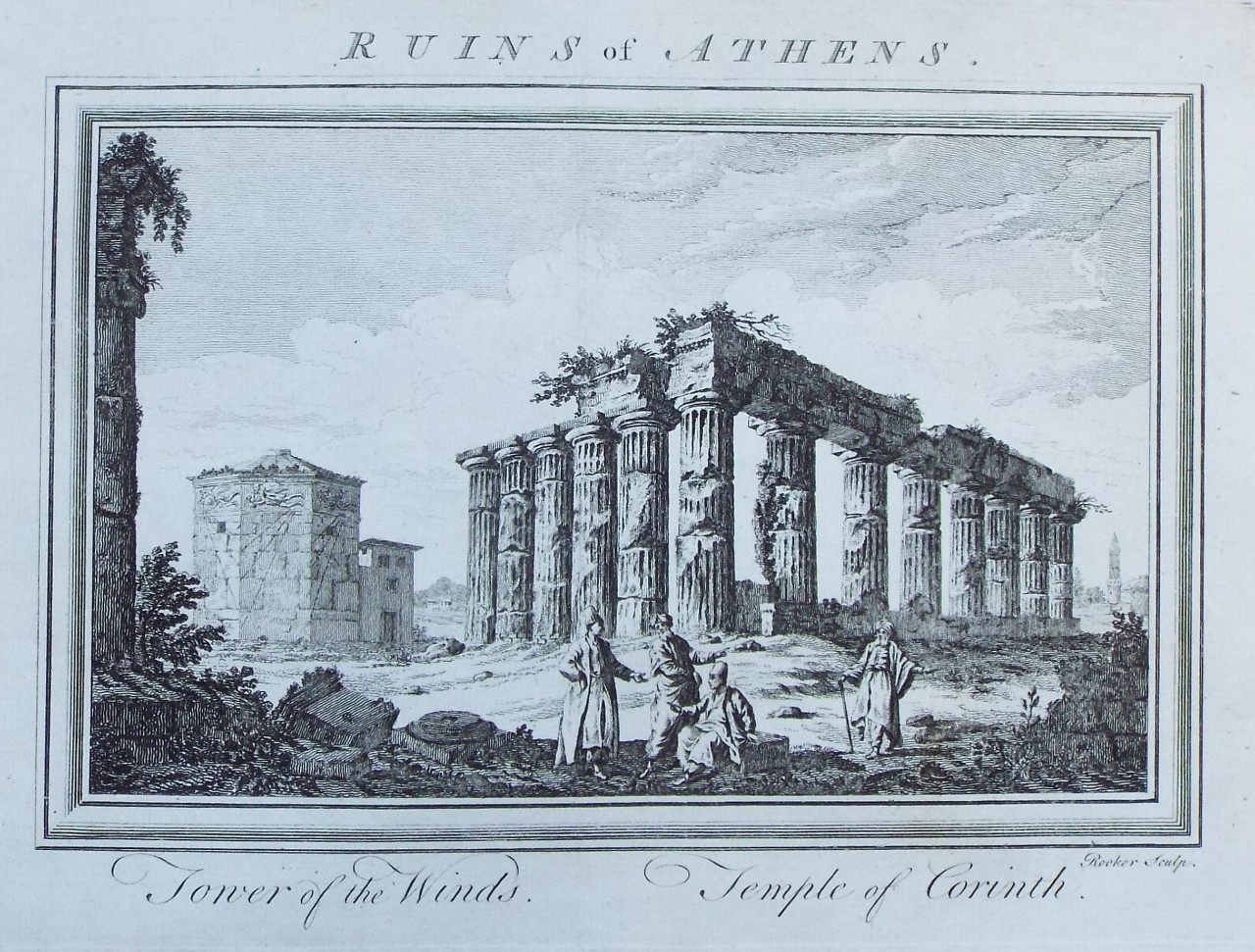 Print - Ruins of Athens. Tower of the Winds. Temple of Corinth. - 