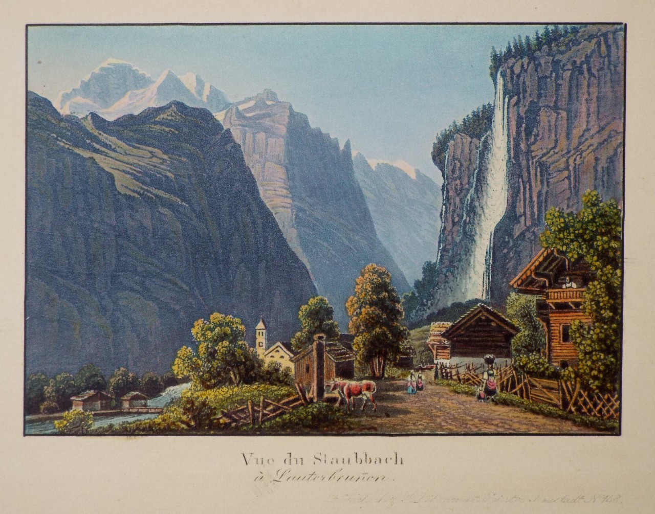 Aquatint - Vue du Staubbach a Lauterbrunen.