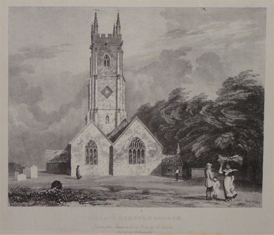 Lithograph - Bishop's Nympton Church - Spreat