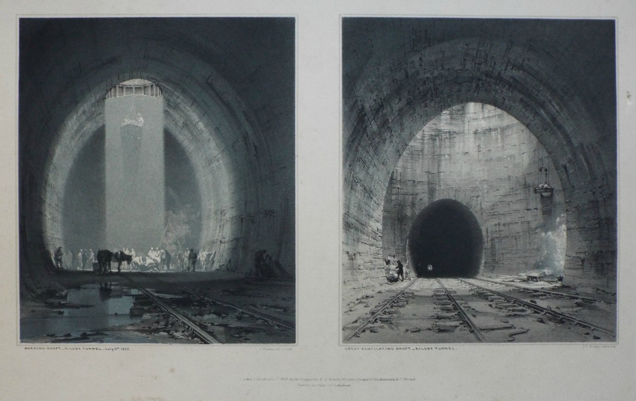 Lithograph - Working Shaft - Kilsby Tunnel. July 8th 1837.
Great Ventilating Shaft - Kilsby Tunnel. - Bourne