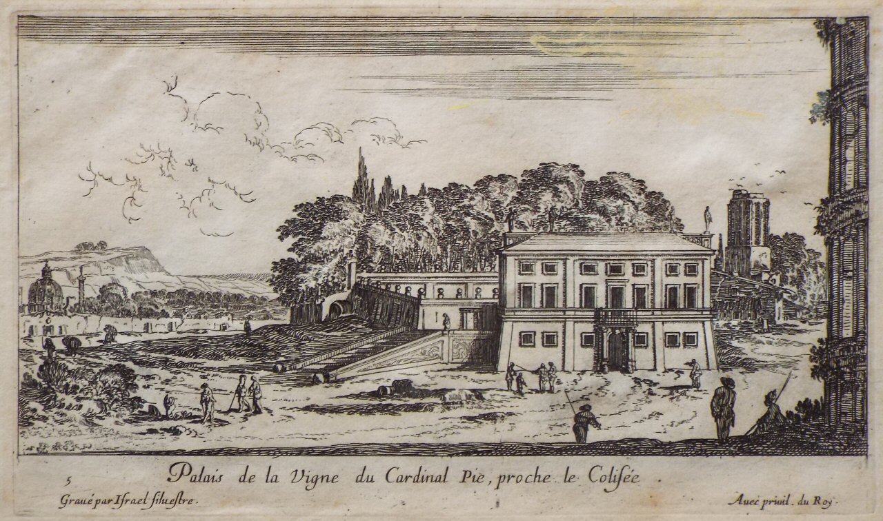 Etching - Palais de la Vigne due Cardinal Pie, proche le Colisee. - Silvestre