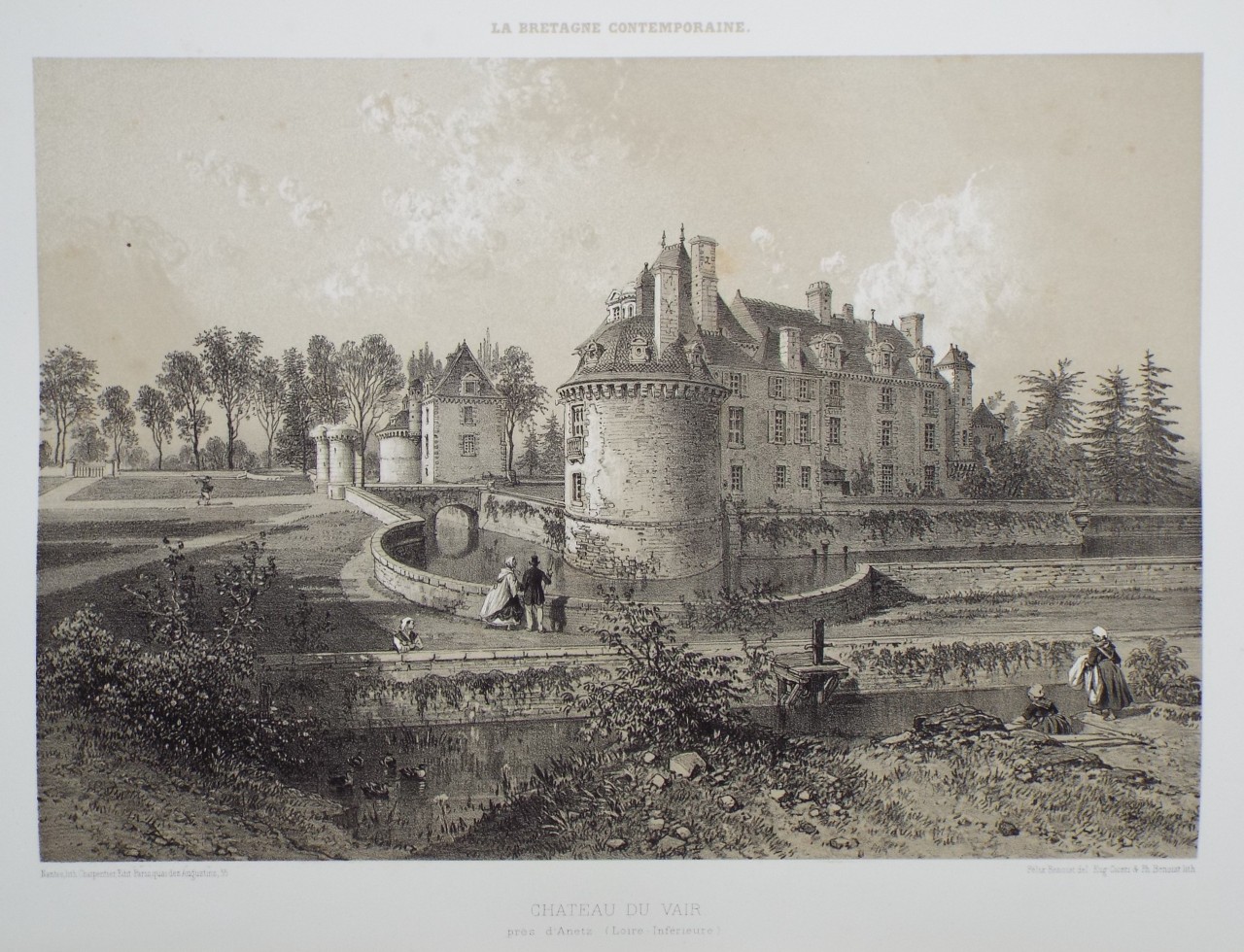 Lithograph - Chateau du Vair. pres d'Anetz (Loire-Inferieure) Vue generale. - Ciceri