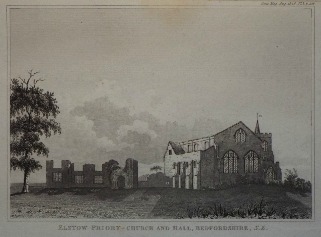 Print - Elstow Priory-Church and Hall, Bedfordshire, S.E.