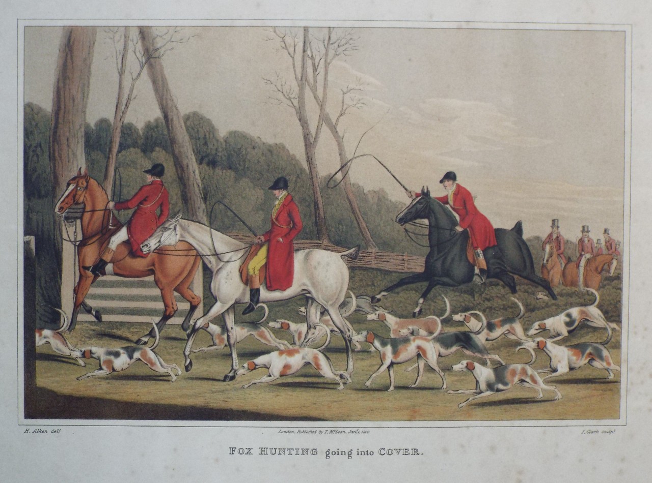 Aquatint - Fox Hunting going into Cover. - 