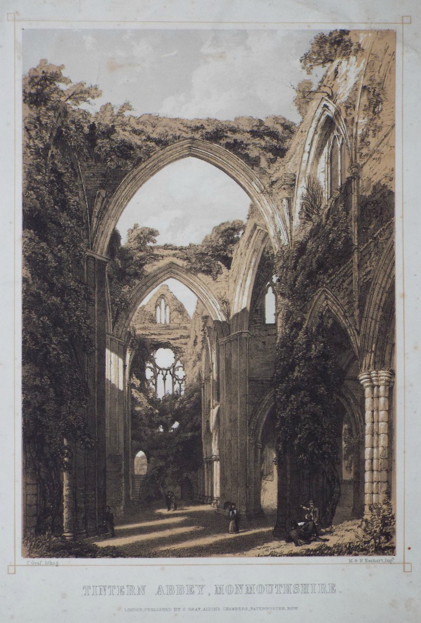 Lithograph - Tintern Abbey, Monmouthshire. - Graf