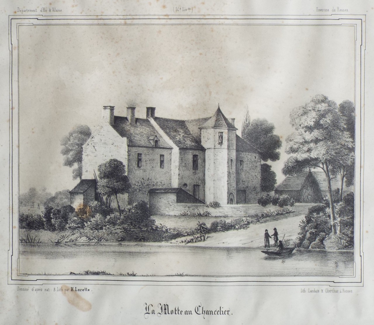 Lithograph - Le Motte au Chancelier - Lorette