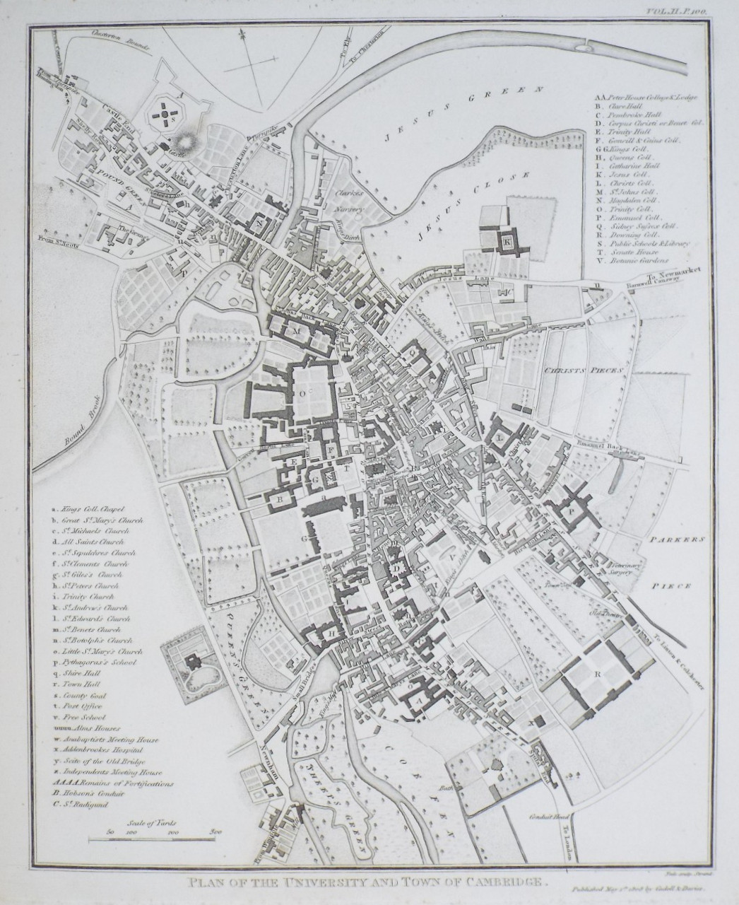 Print - Plan of the University and Town of Cambridge. - 