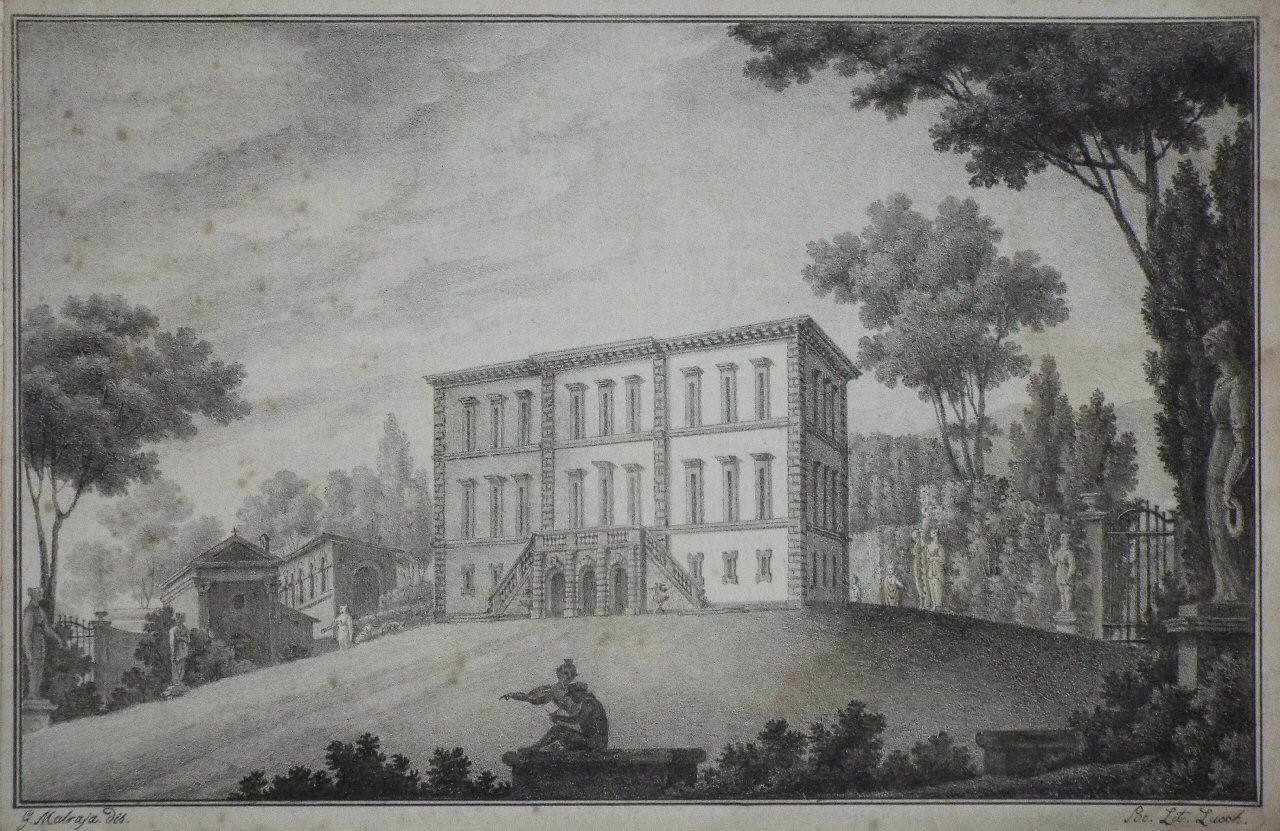 Lithograph - Unidentified villa. - 