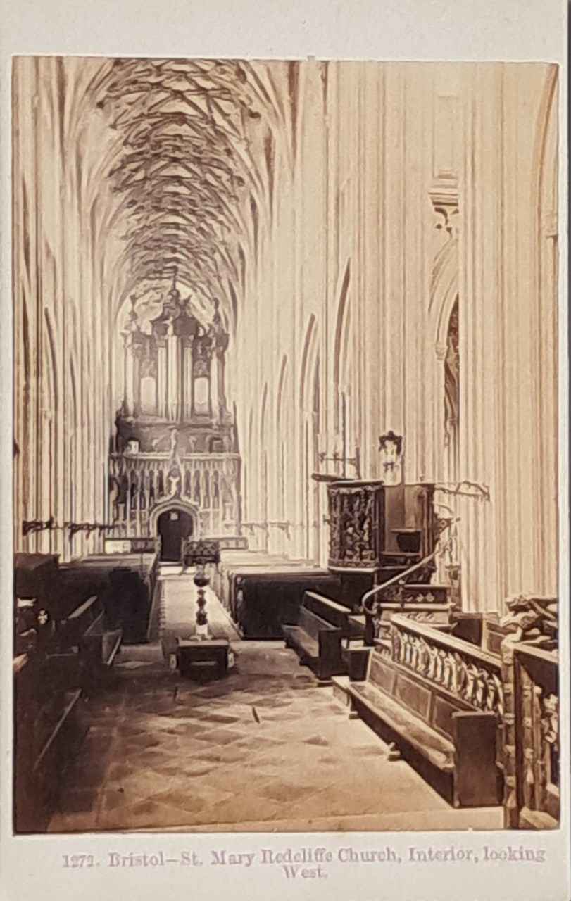 Photograph - Bristol - St. Mary Redcliffe Church, Interior, looking West.