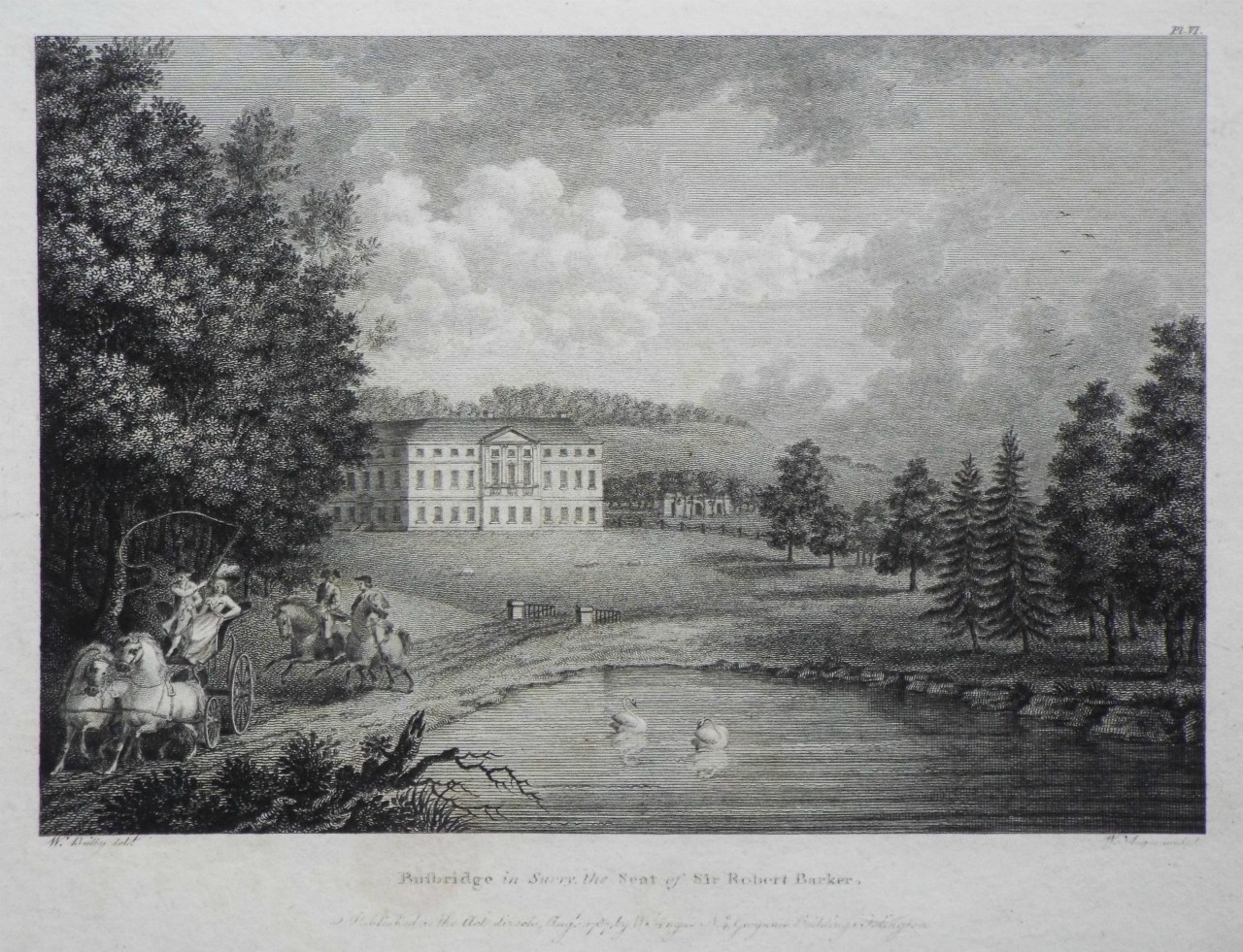 Print - Busbridge in Surry, the Seat of Sir Robert Barker. - Angus