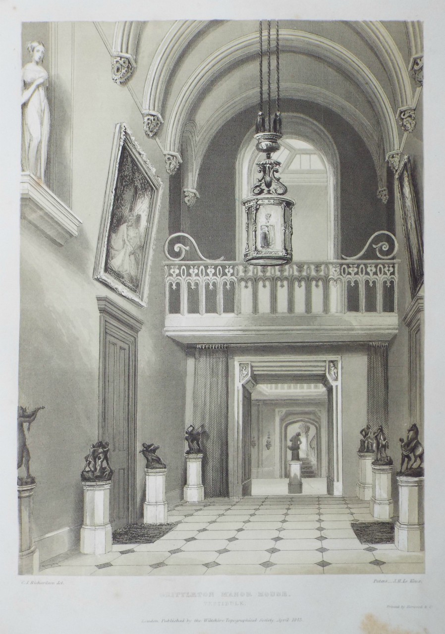 Lithograph - Grittleton Manor House Vestibule - Le