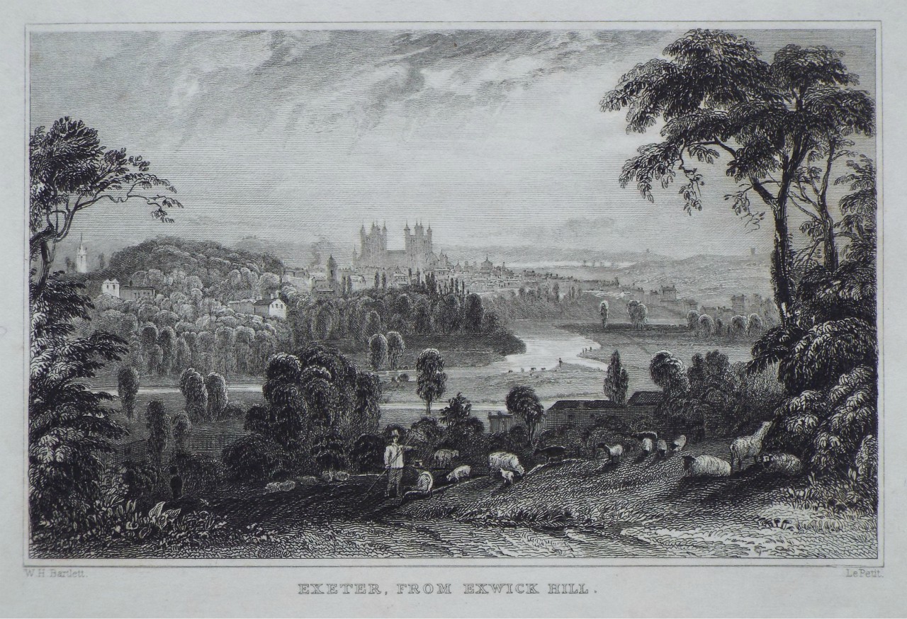 Print - Exeter, from Exwick Hill. - Le