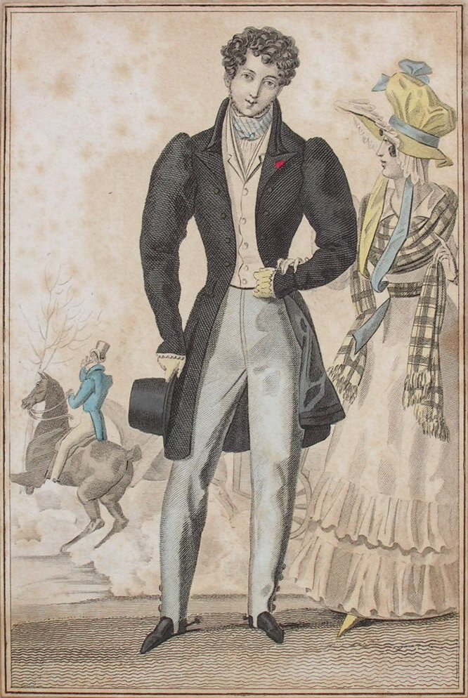 Print - Untitled. Regency beau with woman on arm