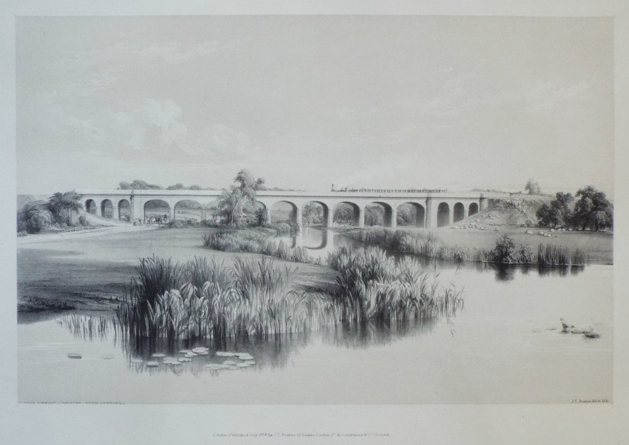 Lithograph - Avon Viaduct, Wolston, Warwickshire - Bourne