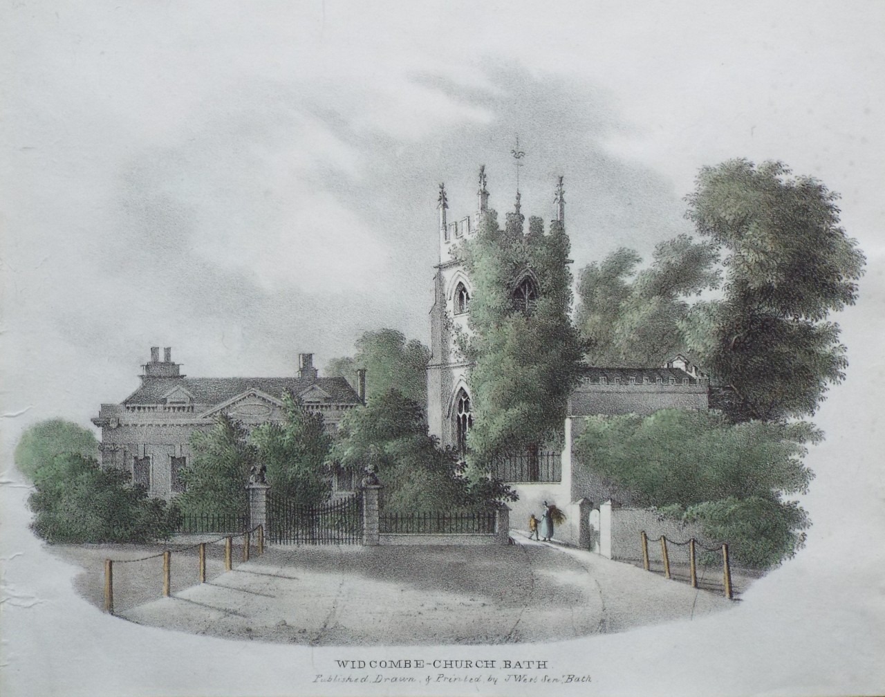 Lithograph - Widcombe-Church, Bath. - West