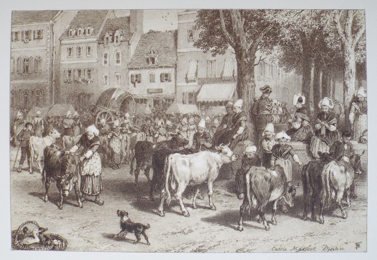Lithograph - The Cattle Fair. Dinan. - Foster