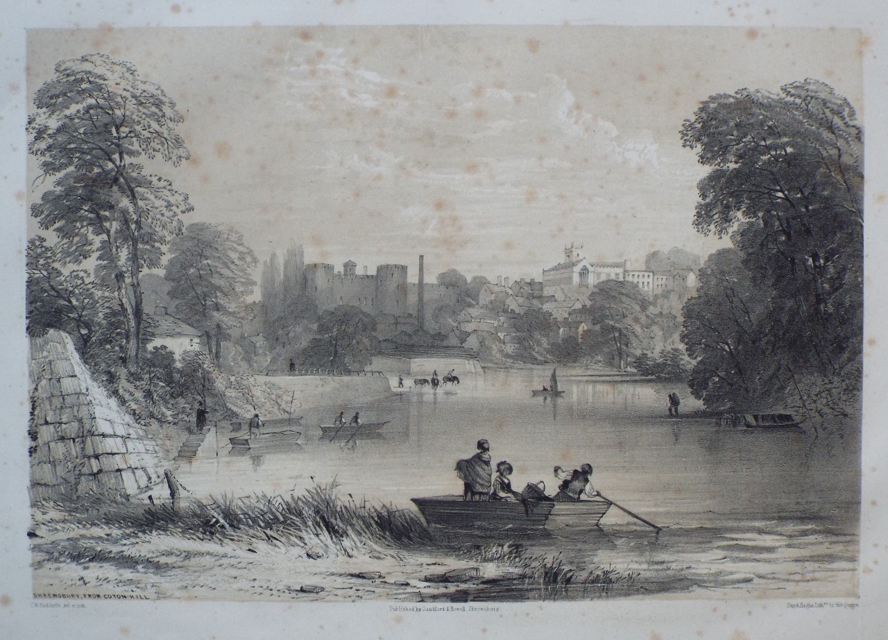 Lithograph - Shrewsbury, from Coton Hill - Radclyffe